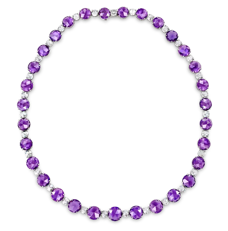 bridal shower necklaces for women -Untreated Lilac Sapphire and Diamond Necklace