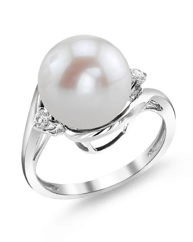 wedding set rings for women -Freshwater Pearl & Diamond Sia Ring