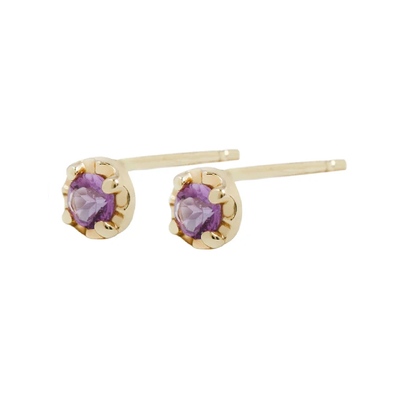 modern earrings for women -Amethyst prong studs