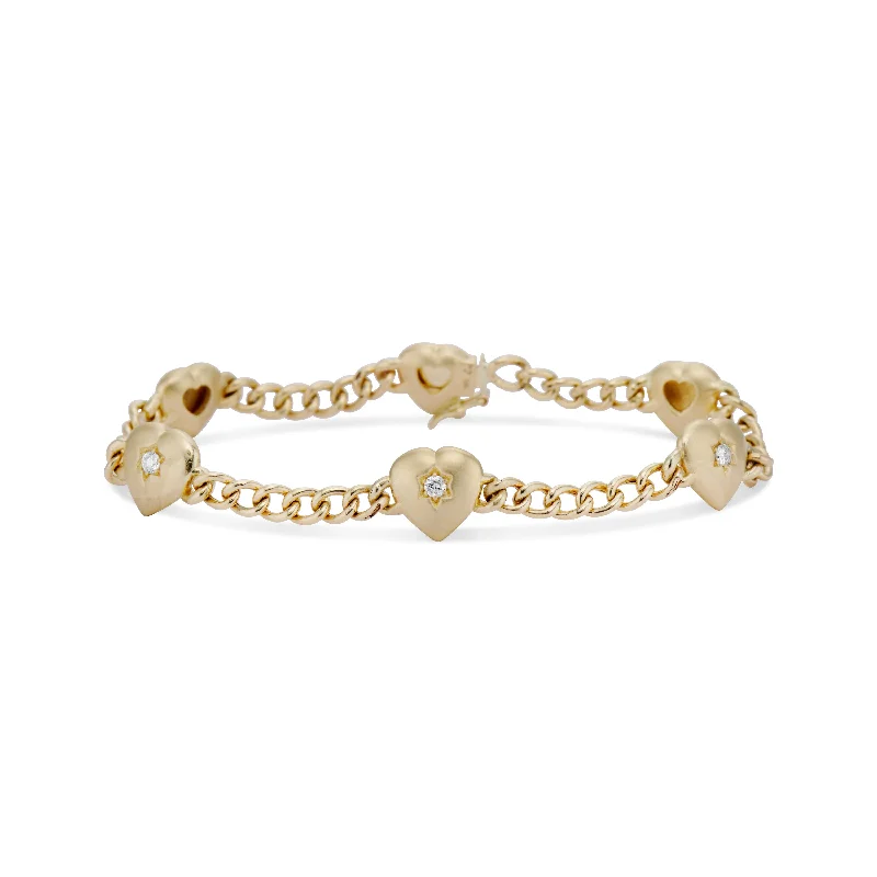 bangle sets for women -Diamond Star Puffy Heart Bracelet