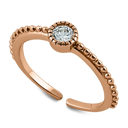 wedding anniversary rings for women -Sterling Silver Rose Gold CZ Toe Ring