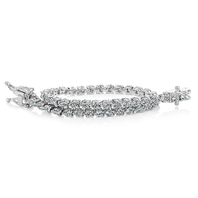 women’s sterling silver bracelets -Round Brilliant tennis bracelet with 4.95 carats* of diamond simulants in sterling silver