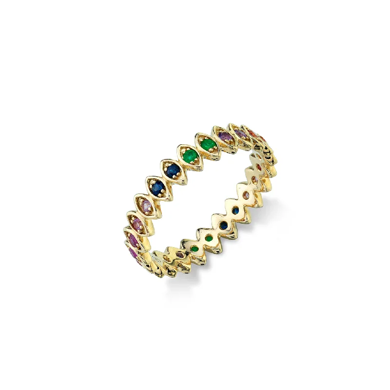 adjustable rings for women -Gold & Rainbow Vertical Marquise Eternity Ring