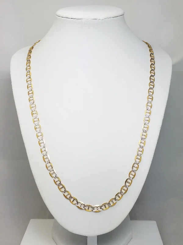 bohemian necklaces for women -Jazzy 22" 14k Two Tone gold Diamond Cut Fancy Link Chain Necklace