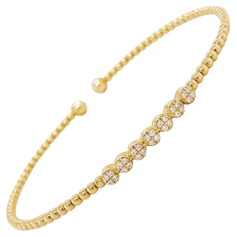 elegant stacking bracelets -Diamond Pave Disk Flexible Bracelet