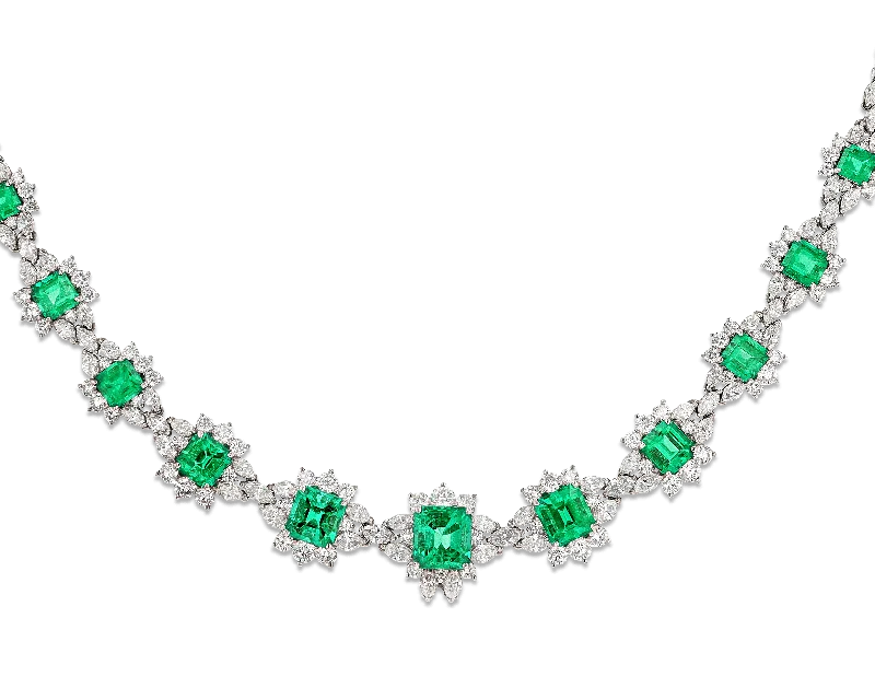 luxury necklaces for women -Krementz & Co. Colombian Emerald and Diamond Necklace