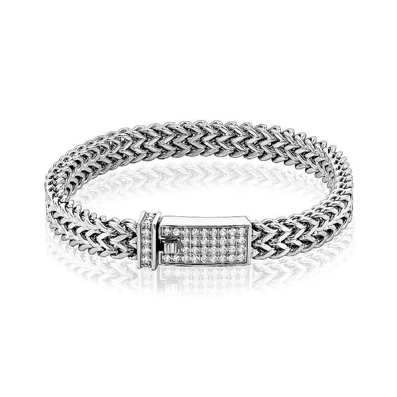 women’s friendship charm bracelets -A.R.Z Men's  Steel Double Franco Link 8.5" Bracelet