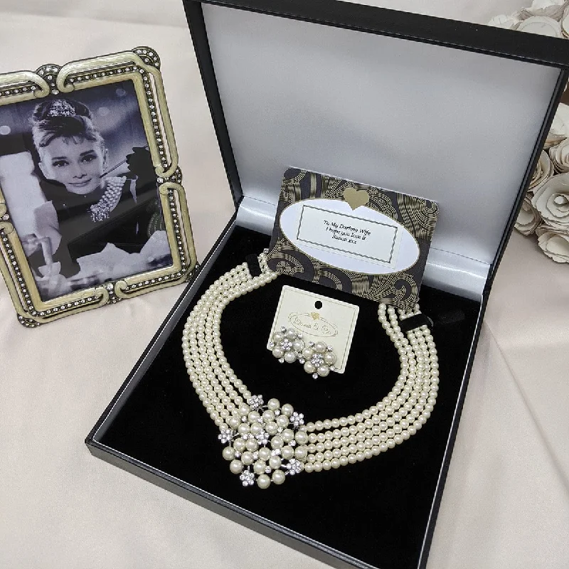 birthday gift necklaces for women -Audrey Hepburn Necklace & Clip on Earring. £12 Gift Box is FREE