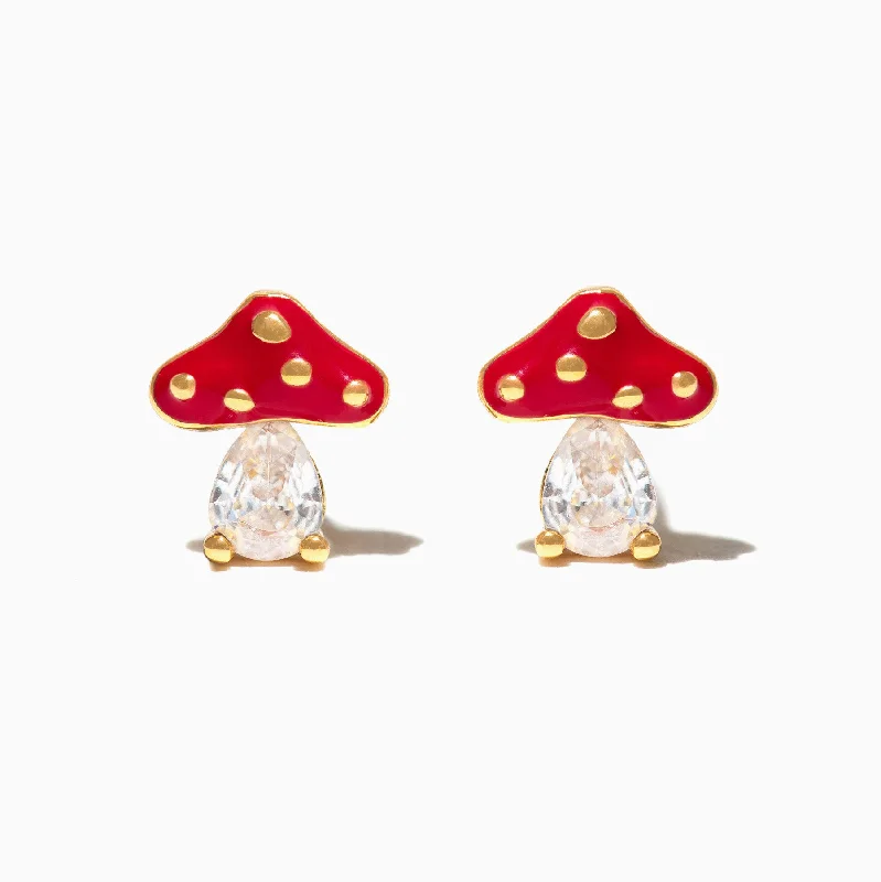 flower-shaped earrings for women -Magical Mushroom Studs