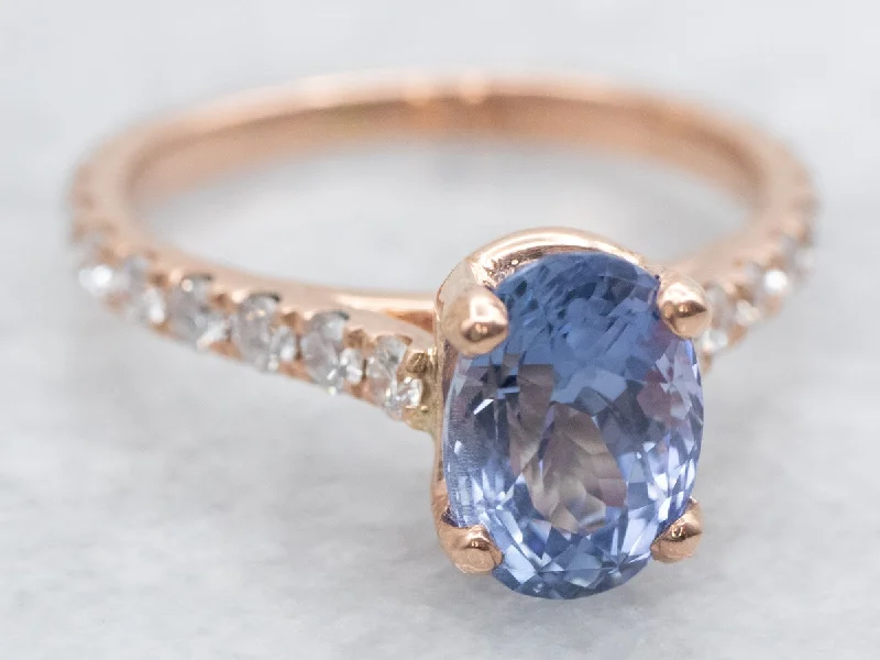 elegant engagement rings -Rose Gold Sapphire and Diamond Engagement Ring