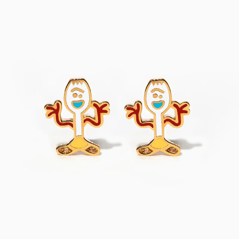 vintage-inspired earrings for women -Pixar Toy Story Forky Studs