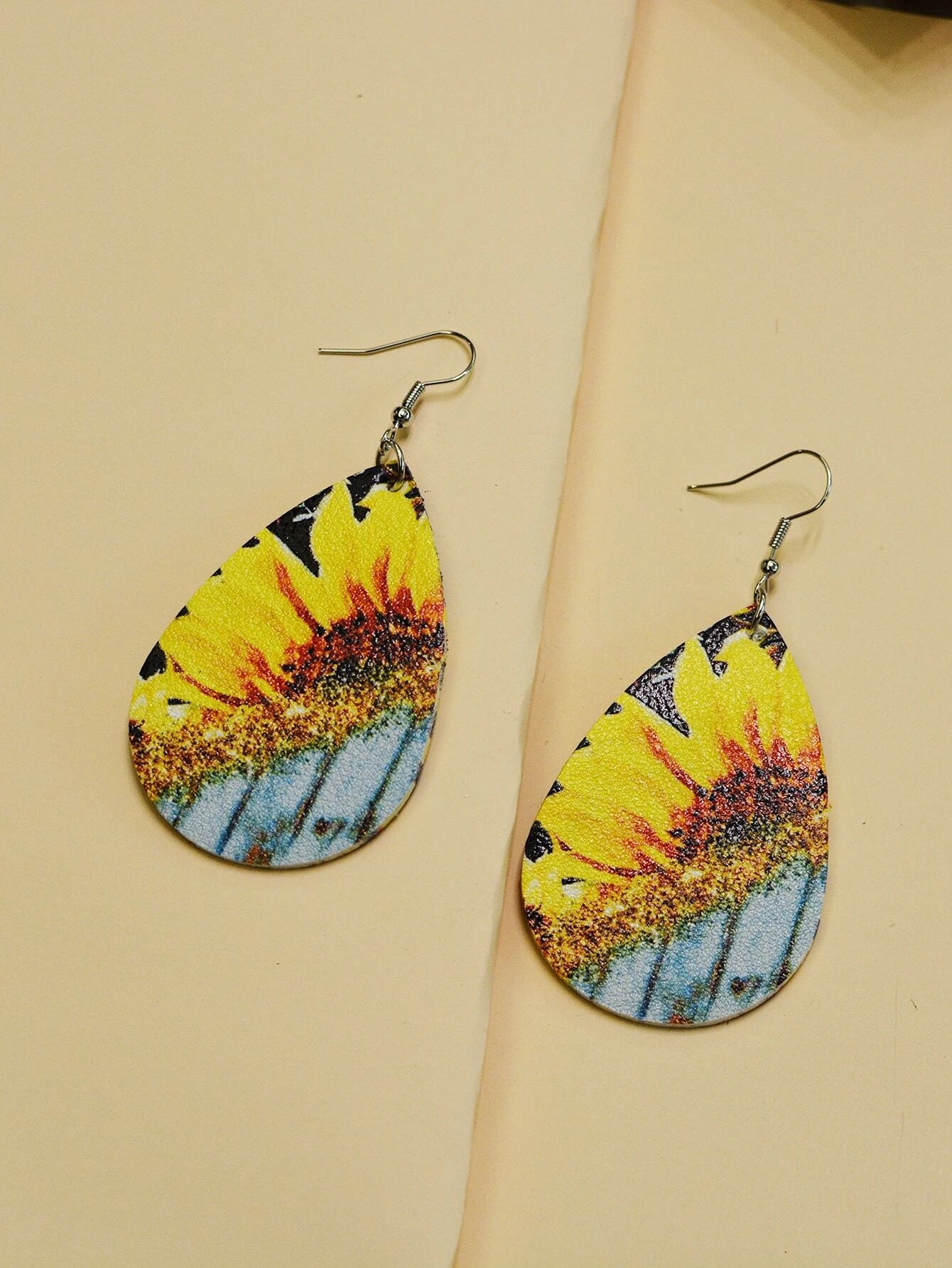 colorful gemstone earrings -Sunflower w/ Turquoise Detail Earrings