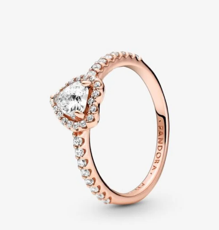 engagement and wedding rings for women -Sparkling Elevated Heart Ring