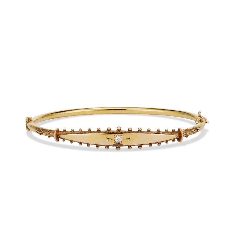 silver charm bracelets for women -Etruscan Revival Gold and Diamond Bangle