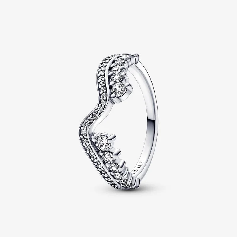 promise rings for women -Sparkling Asymmetric Wave Ring