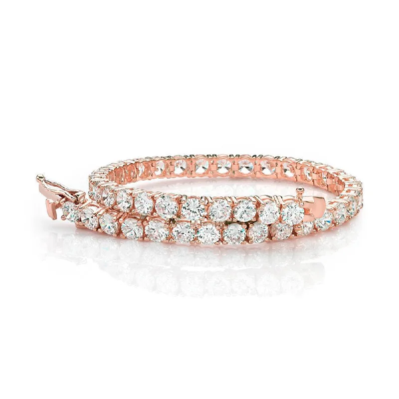 women’s pearl bracelets -Round Brilliant tennis bracelet with 12 carats* of diamond simulants in 10 carat rose gold