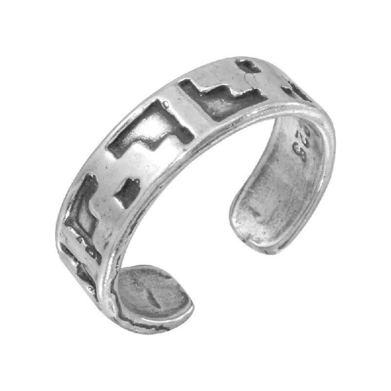 contemporary rings for women -925 Sterling Silver Block Design Toe Ring - TR149-A