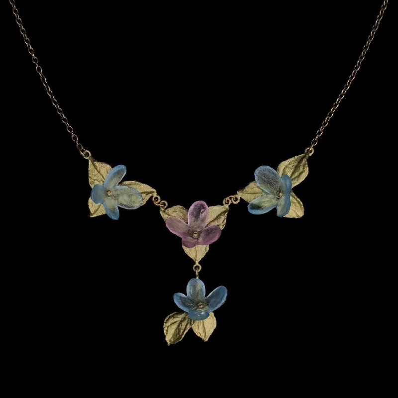 vintage gold necklaces for women -Hydrangea Teller Blue Necklace - Drop