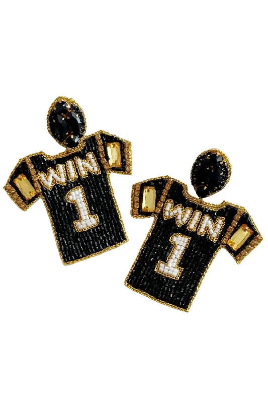 sparkling earrings for women -BLACK & GOLD JERSEY EARRINGS | TAYLOR SHAYE DESIGNS