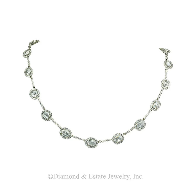 matching necklaces for women -Rose Cut Diamond White Gold Estate Necklace