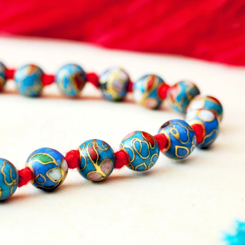 handcrafted necklaces for women -Vintage Chinese Cloisonne Bead Necklace