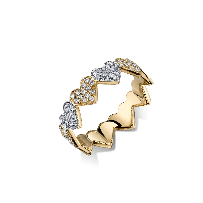 geometric rings for women -Gold & Diamond Eternity Heart Ring