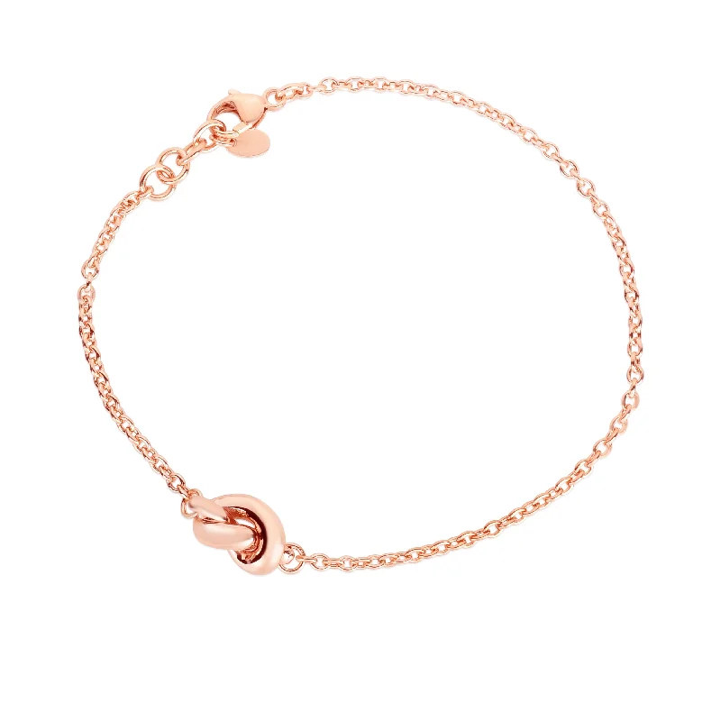 women’s charm bangles -14K Gold Polished Puffed Love Knot Bracelet