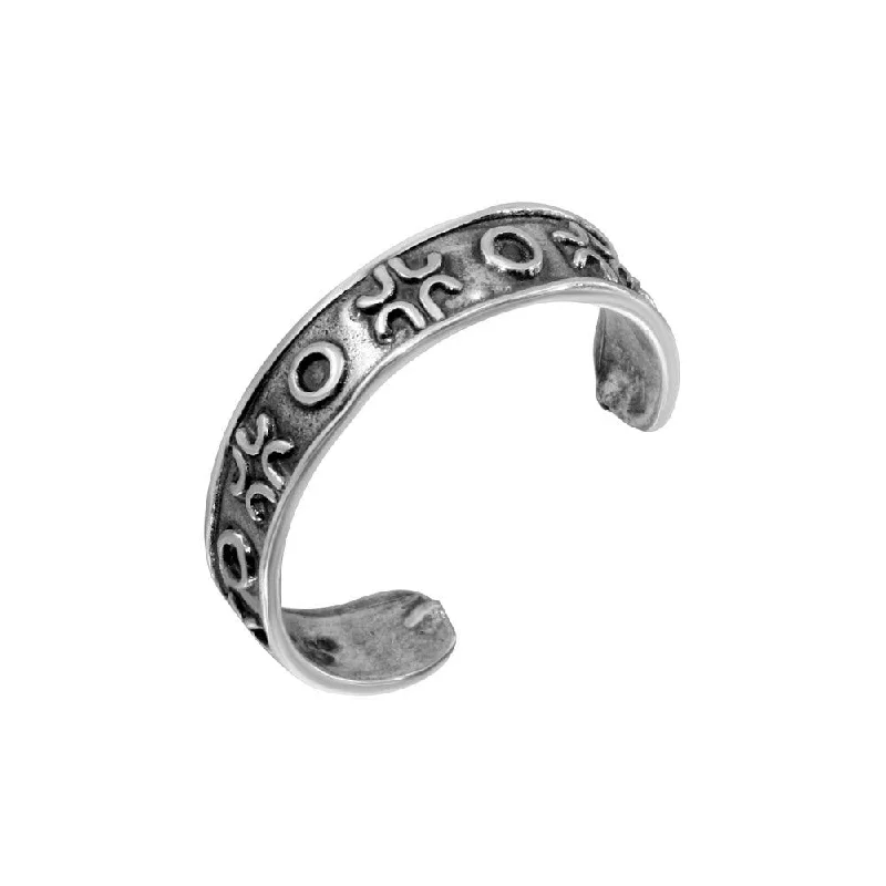 women’s custom wedding rings -925 Sterling Silver Alternating Circle Cross Toe Ring - TR197-A