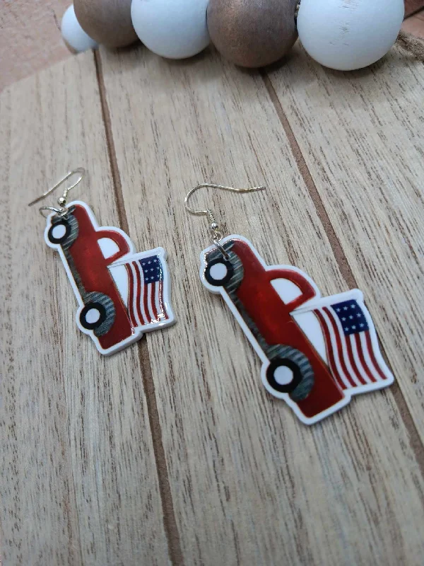 women’s silver hoop earrings -Red Truck Earrings