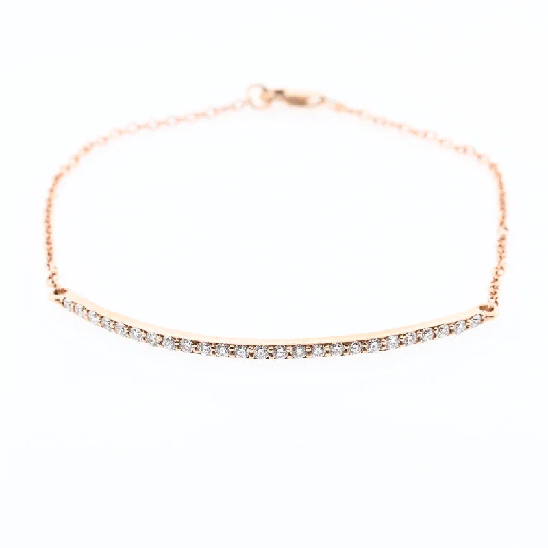 trendy cuff bracelets for women -Rose Gold Diamond Bar Bracelet