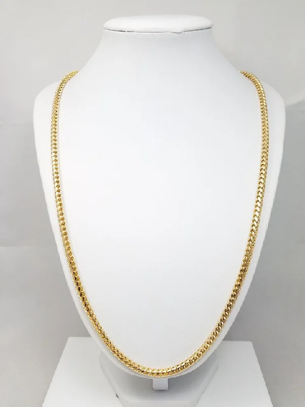 women’s elegant silver necklaces -Stunning 24.25" Solid 14k Yellow Gold Franco Link Chain Necklace