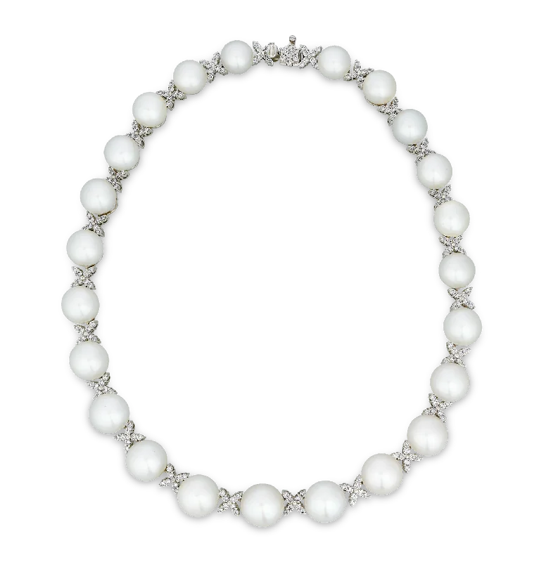 bohemian necklaces for women -South Sea Pearl and Diamond Necklace