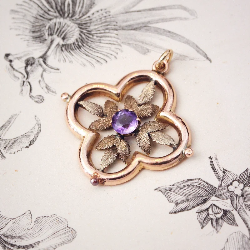 men’s and women’s matching necklaces -Date 1915 Rose Gold Edwardian Amethyst Pendant