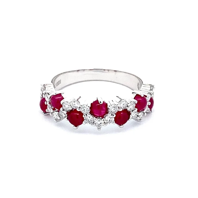 elegant rings for women -14K White Gold 1.75ctw Lovefire Ruby & Diamond Fashion Band