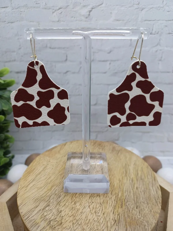 women’s luxury diamond earrings -Brown Cow Print Earrings