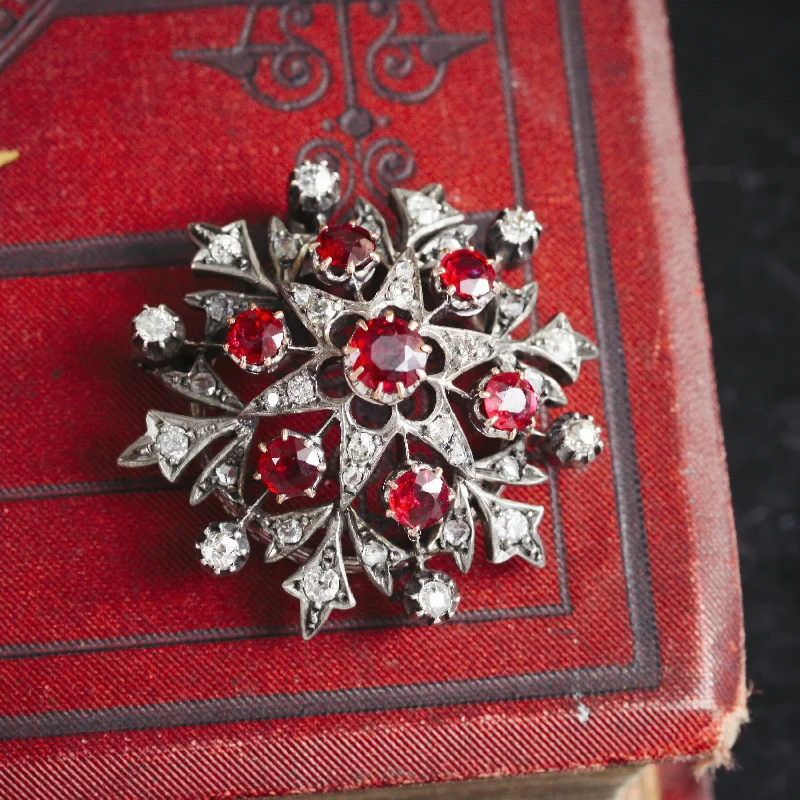 personalized engraved necklaces for women -Ravishing Antique Victorian Ruby & Diamond Star