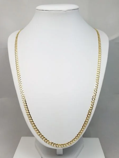 stunning statement necklaces for women -Dapper 24" Solid 14k Yellow Gold Fancy Curb Link Chain Necklace