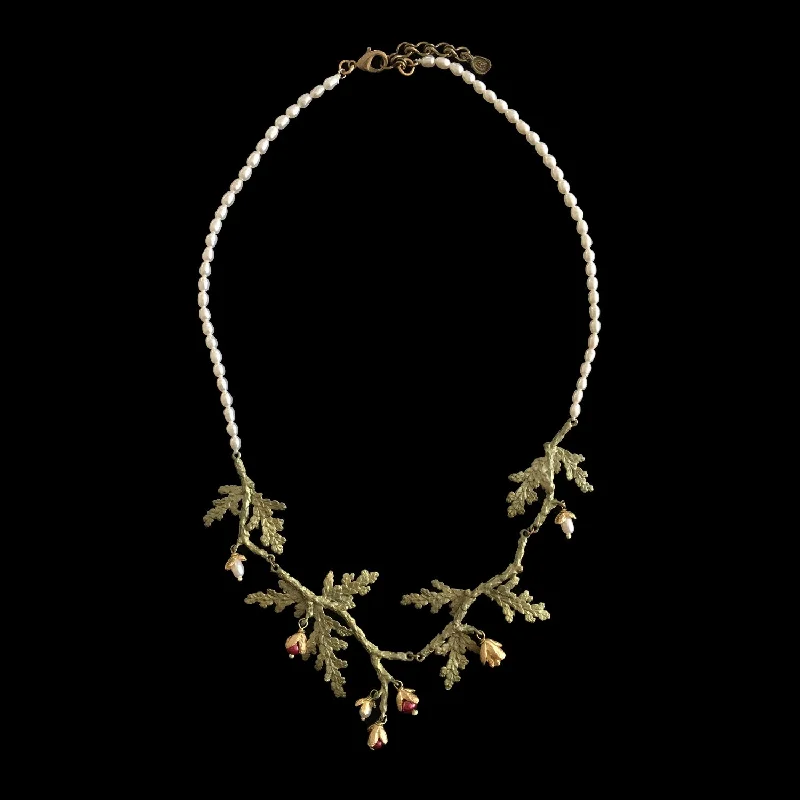 large statement necklaces for women -American Cypress Necklace - Pearl