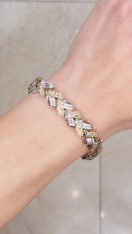 stacked bangles for women -2-Tone Diamond Heart Bracelet