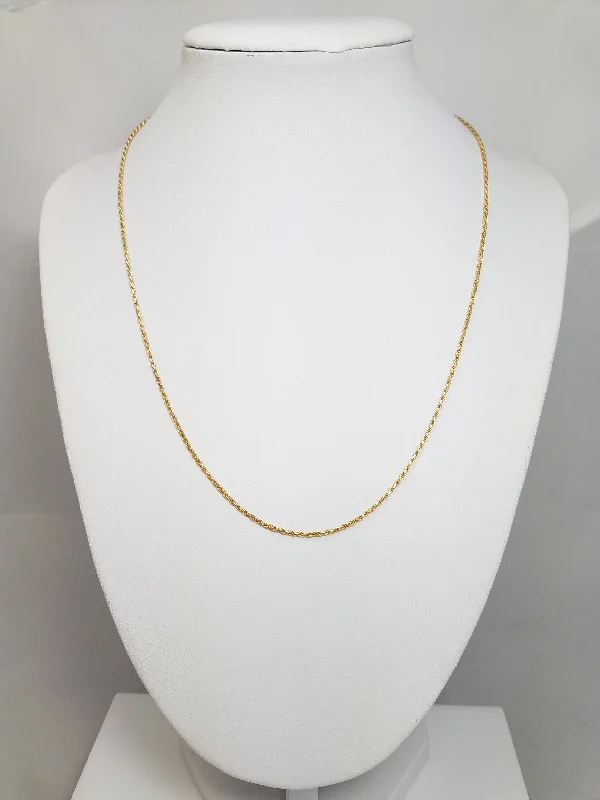 trendy necklaces for women -Classic 18" Solid 14k Yellow Gold Rope Chain Necklace