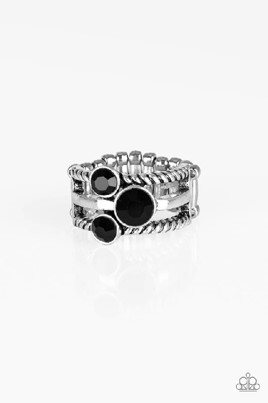 cocktail rings for women -Head In The Stars Black Ring