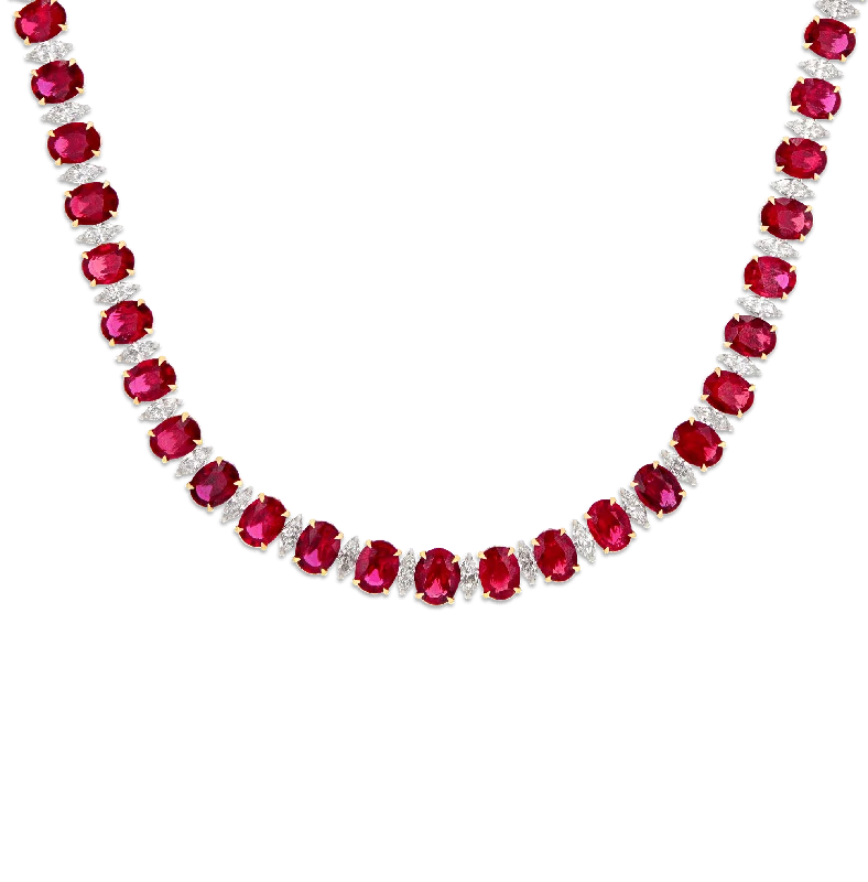 luxury diamond necklaces for women -Salavetti Ruby Necklace, 57.99 Carats