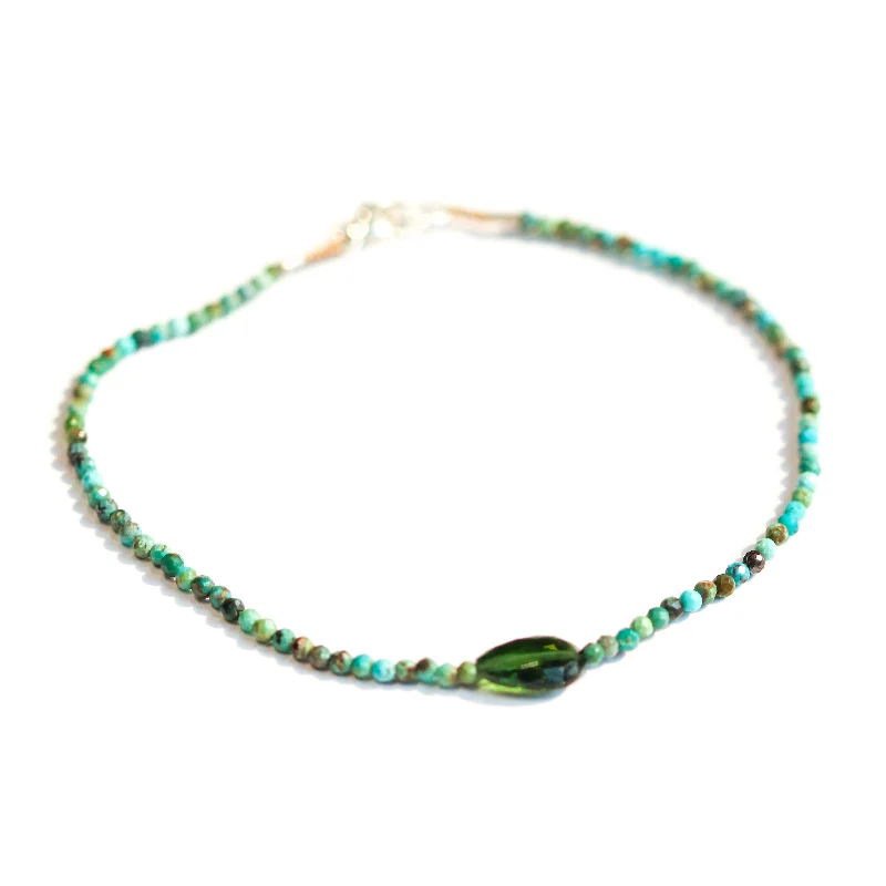 elegant bangle sets for women -Turquoise & Green Tourmaline Bracelet No. 118