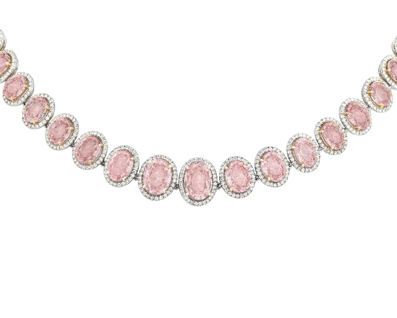 trendy gold necklaces for women -Padparadscha Sapphire Necklace, 58.31 Carats