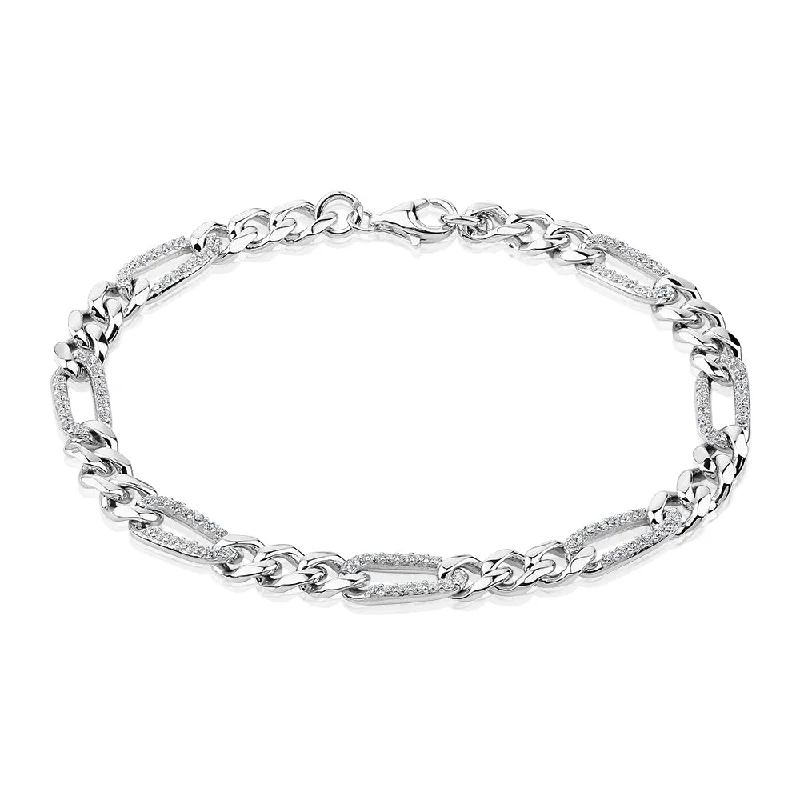 stacking bracelets for women -Round Brilliant bracelet with 0.88 carats* of diamond simulants in sterling silver