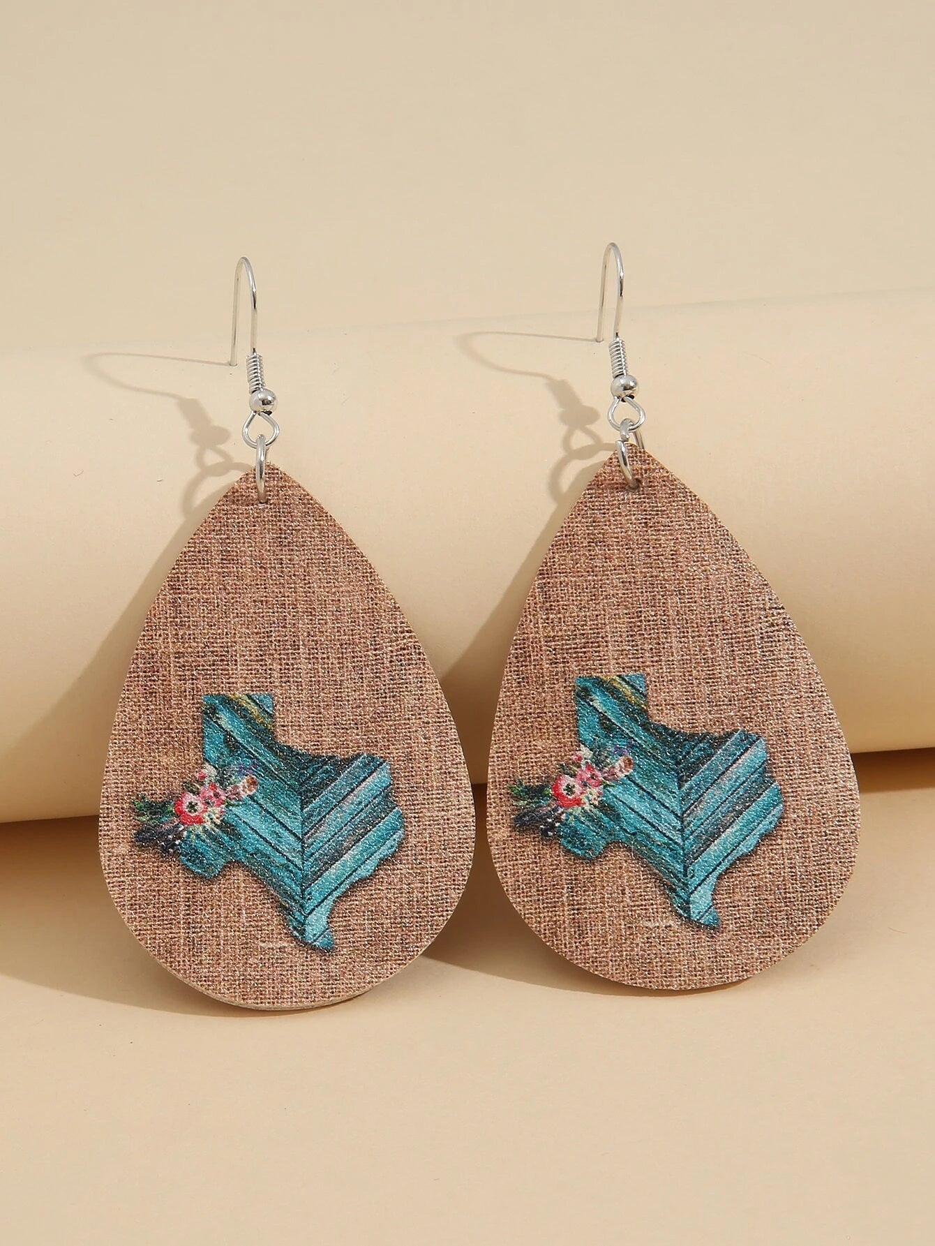 women’s crystal stud earrings -Turquoise Texas Leather Style Earrings