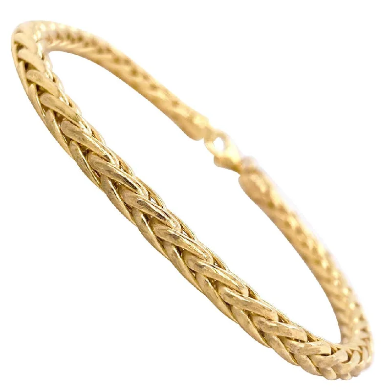 statement cuff bracelets for women -14k Yellow Gold Wheat Chain Bracelet 9gm