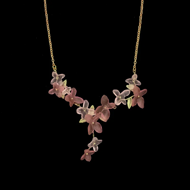 elegant necklaces for women -Pink Hydrangea Necklace