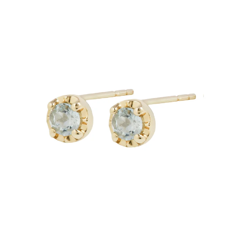 wedding earrings for women -Aquamarine prong studs