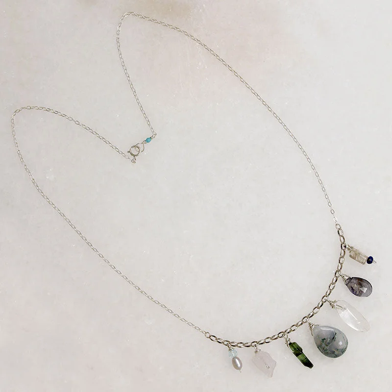 dainty necklaces for women -Wintery Energetic Gemstone & Silver Necklace by Brin